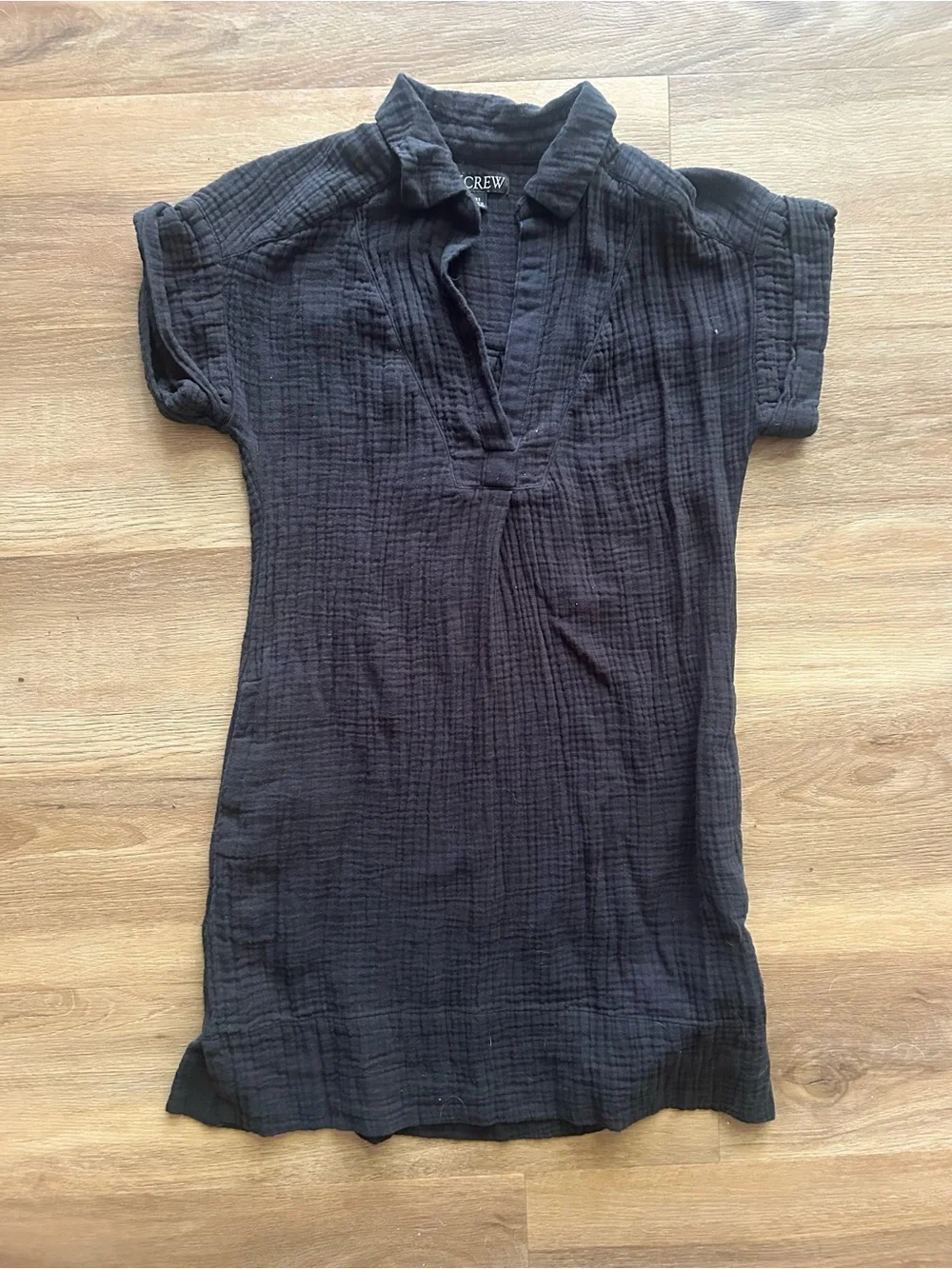 J. Crew Black Textured Gauze V-Neck Tunic